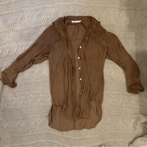 Zara Women’s Tan Lightweight Shirt Jacket